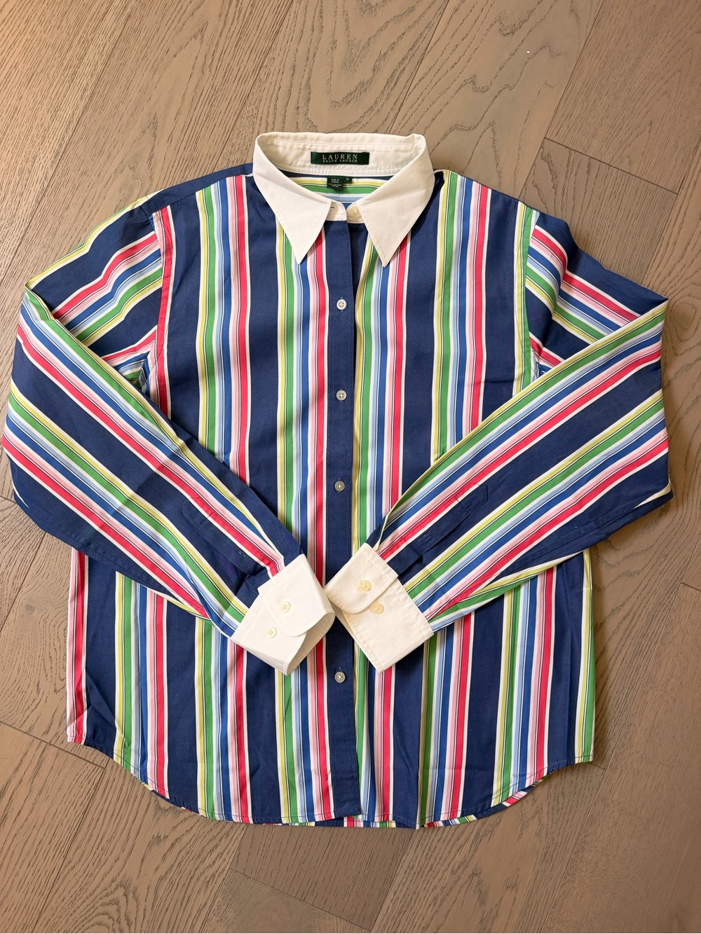 Vintage Lauren Ralph Lauren Striped Button Front Shirt Women’s M 100% cotton
